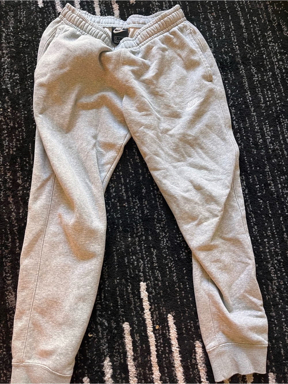 Nike Light Gray Fleece Joggers with White Swoosh